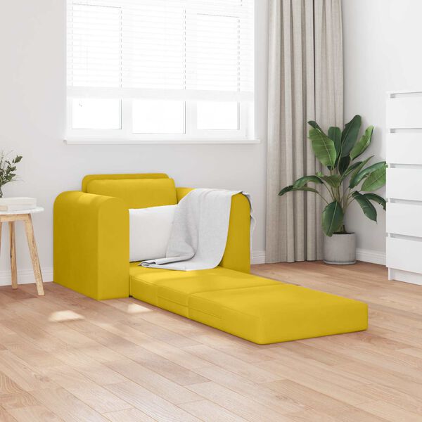 vidaXL Canap&eacute;-Lit Jaune 98 x 71 x 83 cm Velours