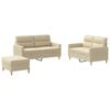vidaXL Ensemble de canap&eacute;s 3 pcs avec coussins Cr&egrave;me Tissu