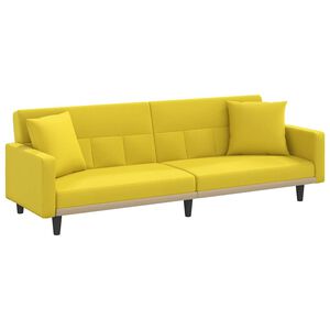 vidaXL Canap&eacute;-lit avec coussins jaune clair tissu