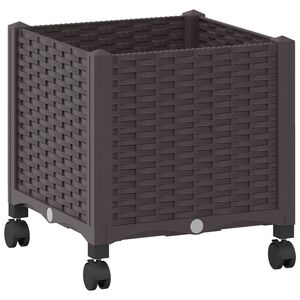 vidaXL Jardini&egrave;re avec Roues Marron 40 x 40 x 48 cm PP