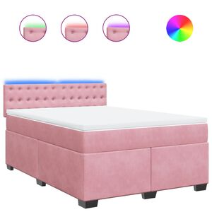 vidaXL Sommier &agrave; lattes de lit avec matelas Rose 160x200 cm Velours