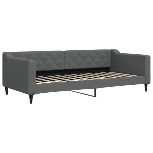vidaXL Lit de jour avec gigogne et matelas gris foncé 90x200 cm tissu