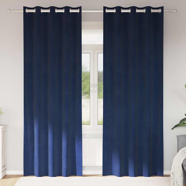 vidaXL Rideaux occultants 2 pcs Bleu foncé 140 x 260 cm Velours