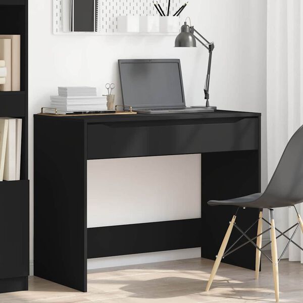 vidaXL Bureau avec tiroir Noir 100 x 50 x 78 cm Bois d'ing&eacute;nierie