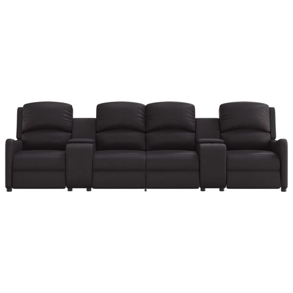 vidaXL Fauteuil inclinable porte-gobelets 4 places noir similicuir