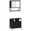vidaXL Ensemble de mobilier de salle de bain avec &eacute;tag&egrave;re 3 pcs Noir