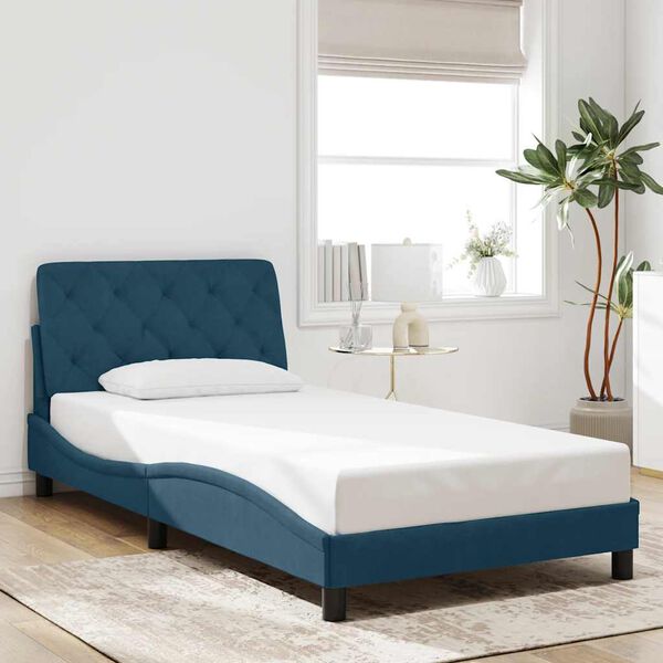 vidaXL Cadre de lit avec LED sans matelas bleu 100x200 cm velours
