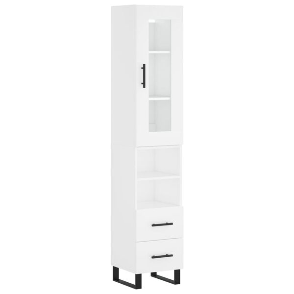 vidaXL Buffet haut Blanc 34,5x34x180 cm Bois d'ing&eacute;nierie