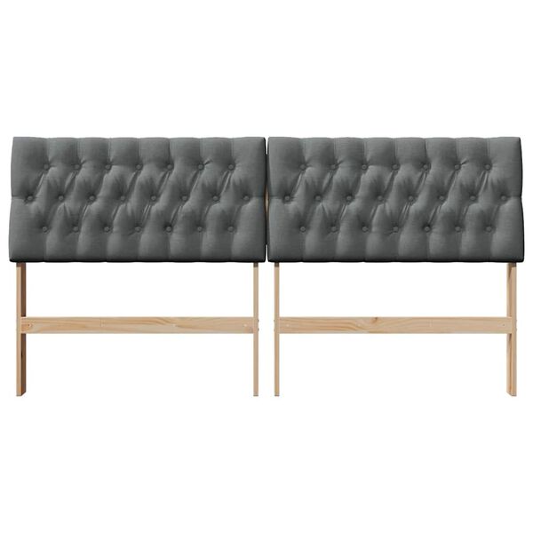 vidaXL T&ecirc;te de lit capitonn&eacute;e Gris fonc&eacute; 180 cm Pin massif