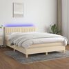 vidaXL Sommier &agrave; lattes de lit avec matelas LED Cr&egrave;me 140x190 cm Tissu