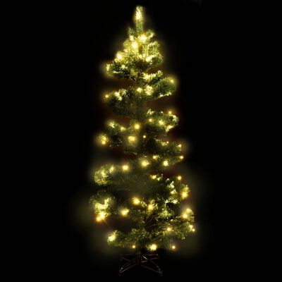 vidaXL Arbre de Noël hélicoïdal pré-éclairé et support vert 150 cm PVC