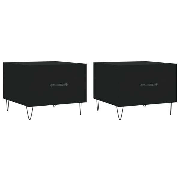 vidaXL Tables basses 2 pcs noir 50x50x40 cm bois d'ingénierie