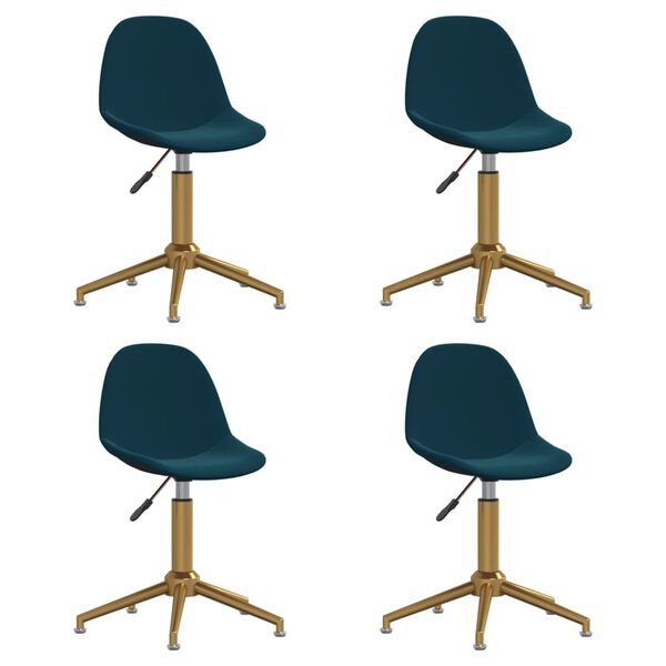 vidaXL Chaises pivotantes &agrave; manger lot de 4 Bleu Velours