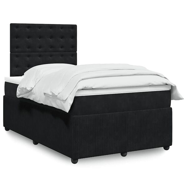 vidaXL Sommier &agrave; lattes de lit avec matelas Noir 120x200 cm Velours