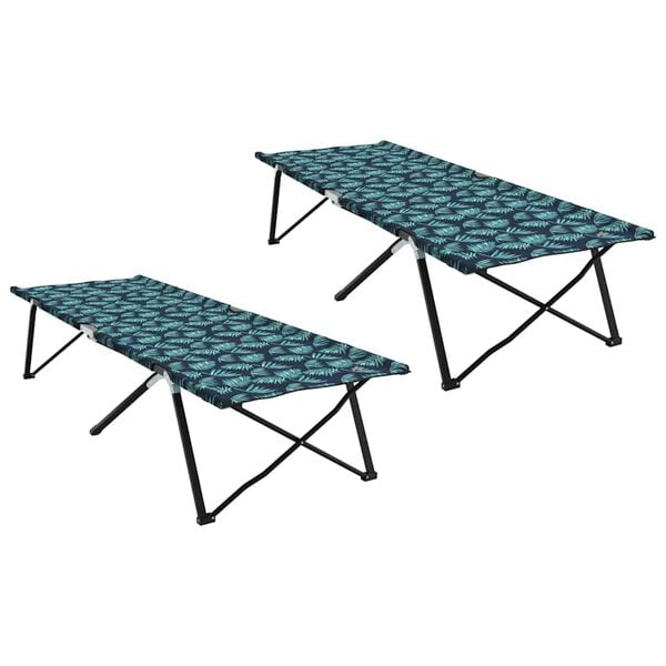 vidaXL Lit de camping pliant Feuille 2 pcs Foret 206 x 76 x 74 cm