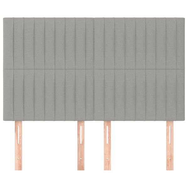 vidaXL T&ecirc;te de lit Gris clair 144 x 5 x 118/128 cm Tissu