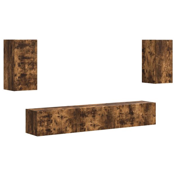 vidaXL Ensemble meuble TV 5 pcs Ch&ecirc;ne fum&eacute; Bois d'ing&eacute;nierie