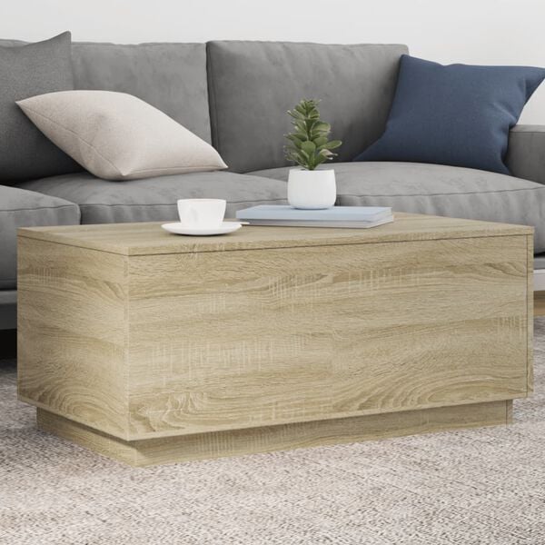 vidaXL Table basse avec lumi&egrave;res LED ch&ecirc;ne sonoma 90x50x40 cm