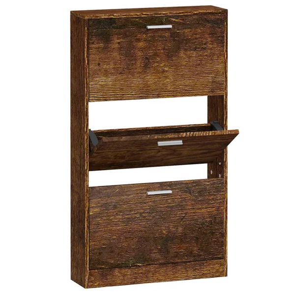 vidaXL Armoire à chaussures Chêne fumé 59x17x108 cm Bois d'ingénierie