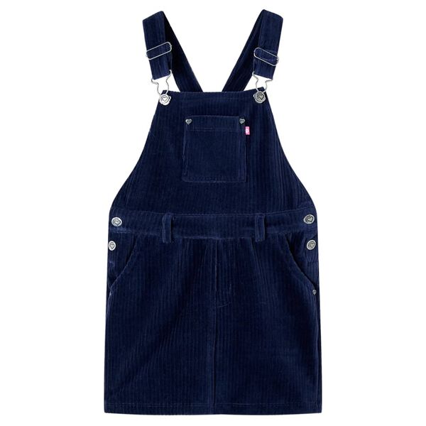 Robe salopette pour enfants velours côtelé bleu marine 92