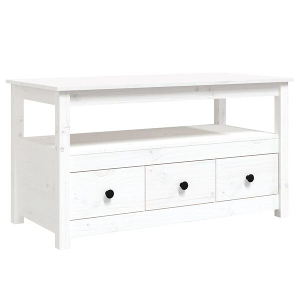 vidaXL Table basse Blanc 102x49x55 cm Bois massif de pin