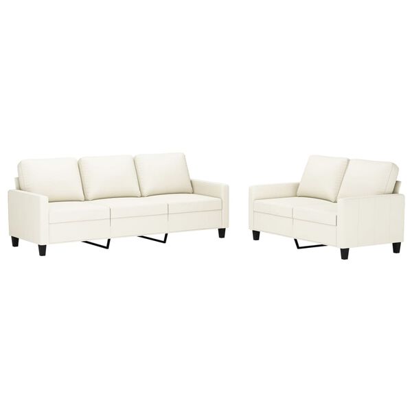 vidaXL Ensemble de canap&eacute;s 2 pcs avec coussins Cr&egrave;me Similicuir
