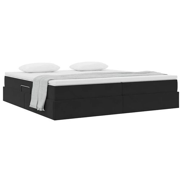 vidaXL Lit avec rangement et matelas Noir 200 x 200 cm Velours