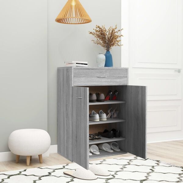 vidaXL Armoire à chaussures Sonoma gris 60x35x84 cm Bois d'ingénierie