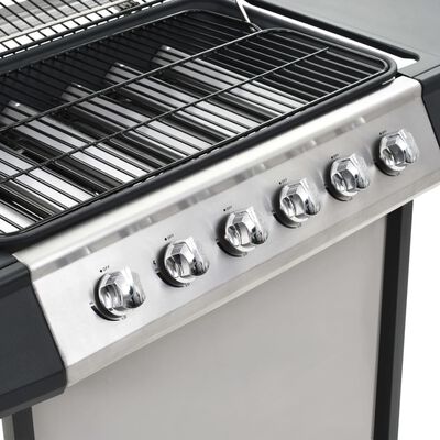 vidaXL Barbecue au gaz avec 6 zones de cuisson Inox Argenté