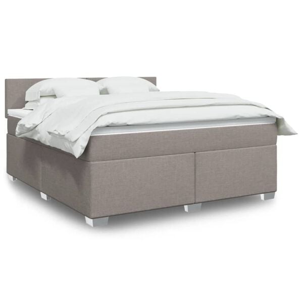 vidaXL Sommier &agrave; lattes de lit avec matelas Taupe 180x200 cm Tissu