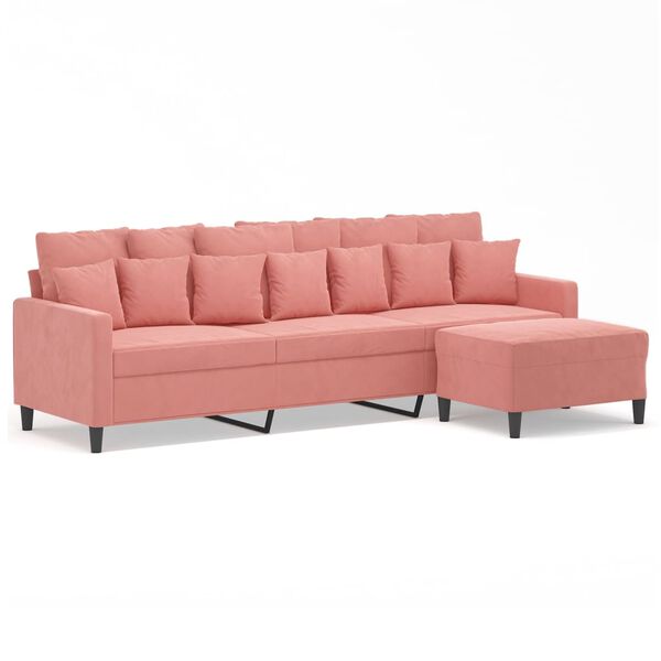 vidaXL Canap&eacute; &agrave; 3 places avec repose-pieds Rose 210 cm Velours