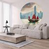 WallArt Papier peint cercle Skyline with Junk Boat 142,5 cm