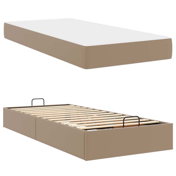 vidaXL Cadre de lit avec matelas avec matelas 2 pcs Tan PVC