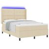 vidaXL Lit &agrave; ressort LED avec matelas Cr&egrave;me 160 x 200 cm tissu