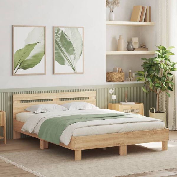vidaXL Cadre de lit sans matelas ch&ecirc;ne sonoma 140x200 cm