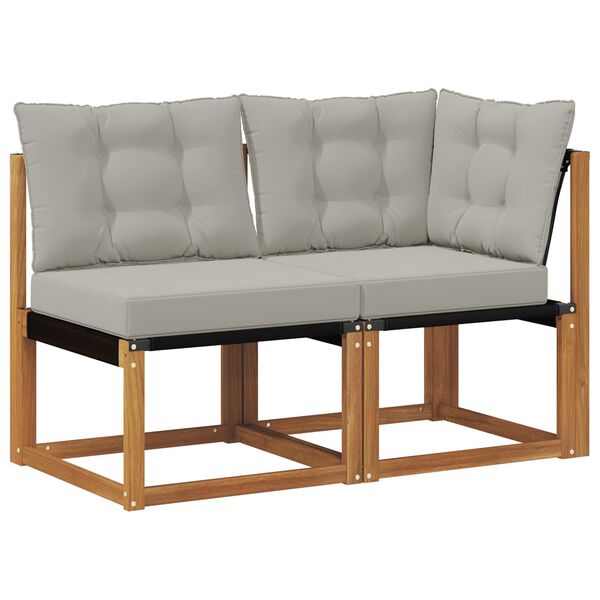 vidaXL Canap&eacute; d&rsquo;ext&eacute;rieur milieu et coin avec coussin 2 Pi&egrave;ce Naturel