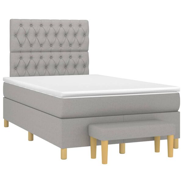 vidaXL Sommier &agrave; lattes de lit avec matelas Gris clair 120x200cm Tissu