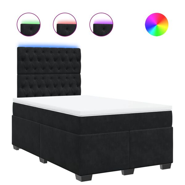 vidaXL Sommier &agrave; lattes de lit avec matelas noir 120x190 cm velours