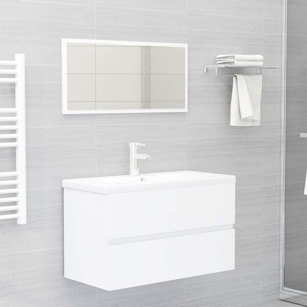 vidaXL Ensemble de meubles salle de bain 2 pcs blanc bois d'ing&eacute;nierie