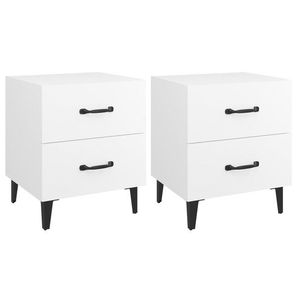 vidaXL Tables de chevet 2 pcs Blanc 40x35x47,5 cm