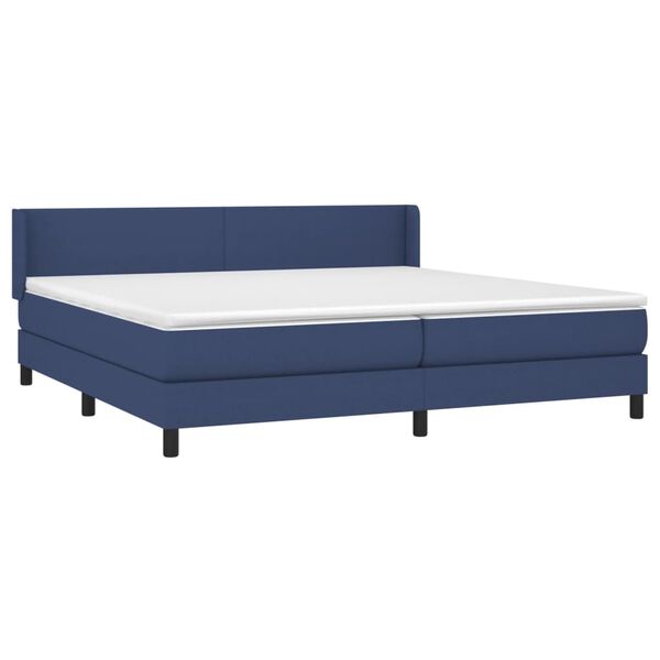 vidaXL Sommier &agrave; lattes de lit avec matelas Bleu 200x200 cm Tissu