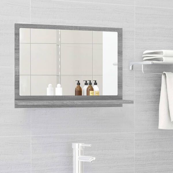 vidaXL Miroir de bain Sonoma gris 60x10,5x37 cm Bois d'ing&eacute;nierie