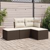vidaXL Salon de jardin 4 pcs avec coussins marron r&eacute;sine tress&eacute;e