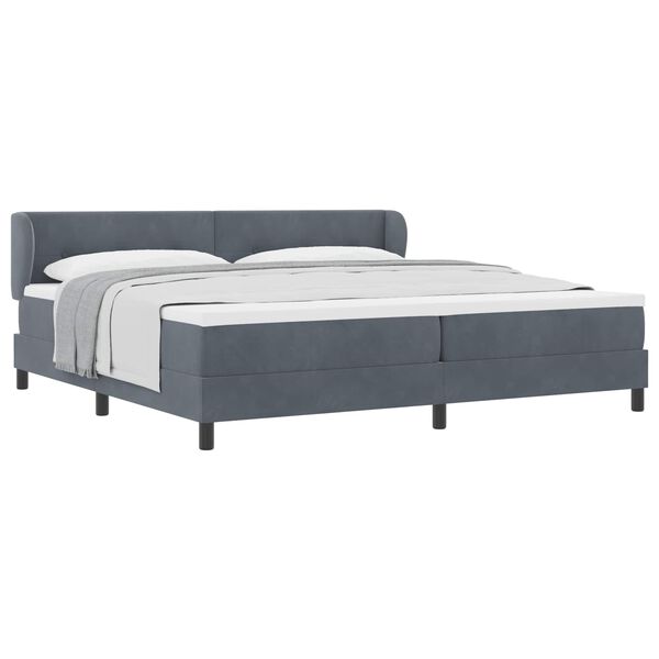 vidaXL Lit &agrave; ressorts avec matelas Gris fonc&eacute; 200 x 200 cm Velours