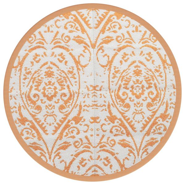 vidaXL Tapis d'ext&eacute;rieur ARAKIL orange et blanc &Oslash;160 cm PP