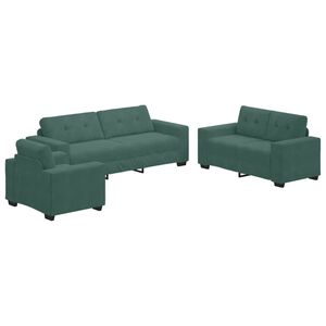 vidaXL Ensemble de Canap&eacute;s 3 pcs Vert fonc&eacute; 221 x 80 x 80 cm Velours