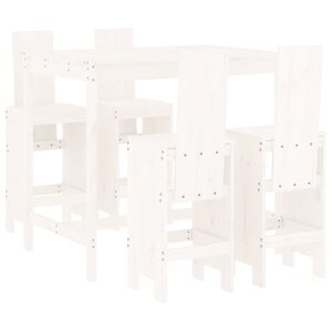 vidaXL Ensemble de bar de jardin 5 pcs blanc bois massif de pin
