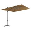 vidaXL Parasol de jardin avec base portable taupe