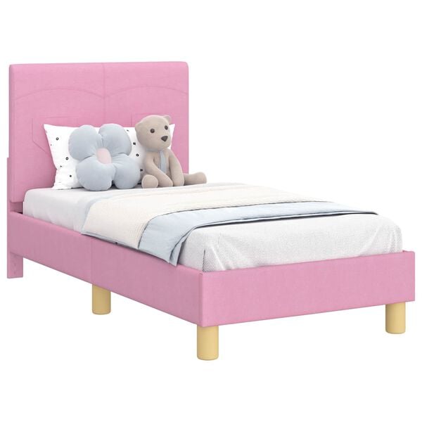 vidaXL Cadre de lit pour tout-petit avec tête de lit Rose 70 x 140 cm