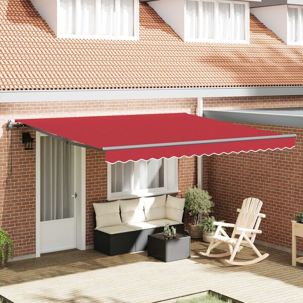 vidaXL Auvent R&eacute;tractable Rouge 400 &times; 300 cm Tissu et Aluminium